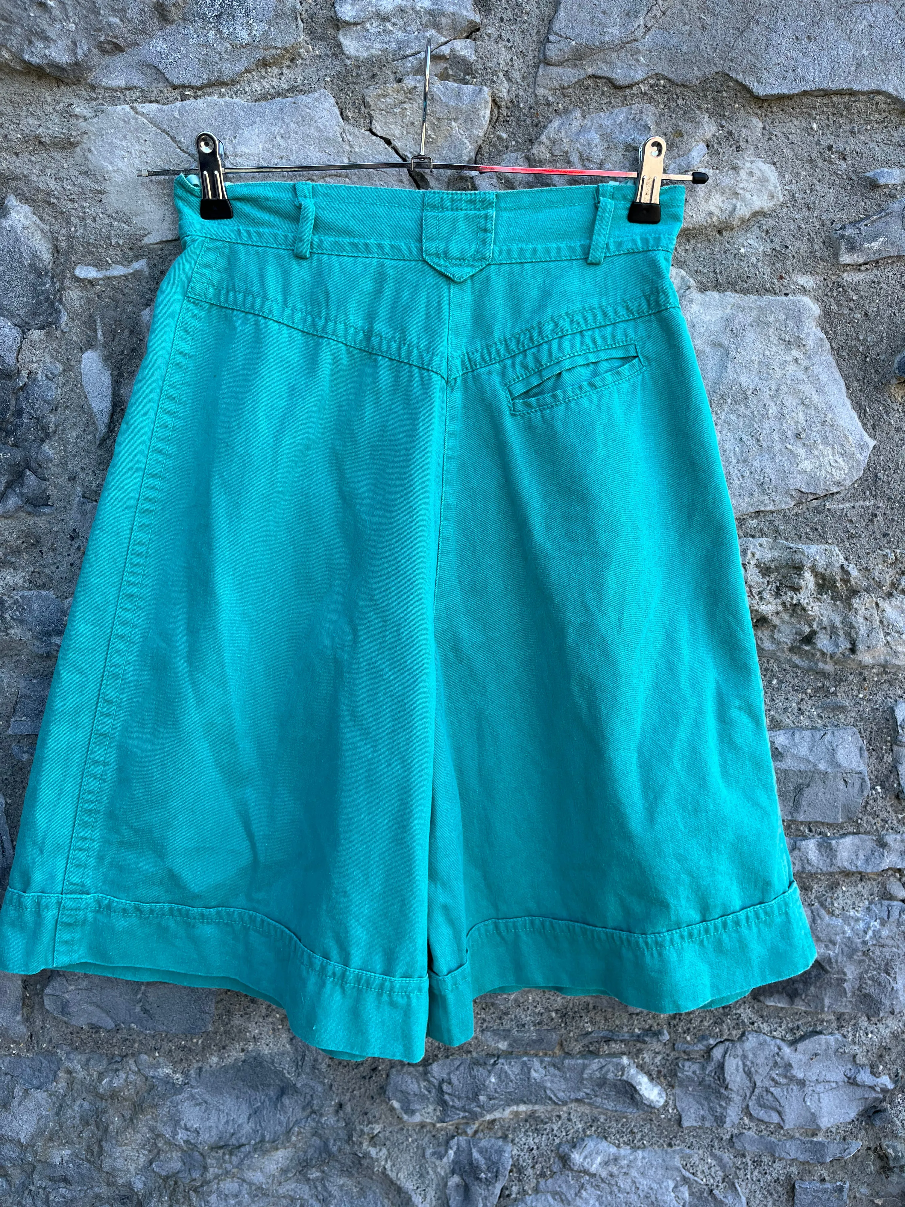 80s green denim culottes uk 8-10