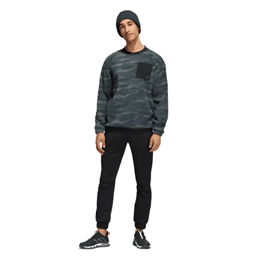 Adidas Texture-Print Crew Sweatshirt - Black