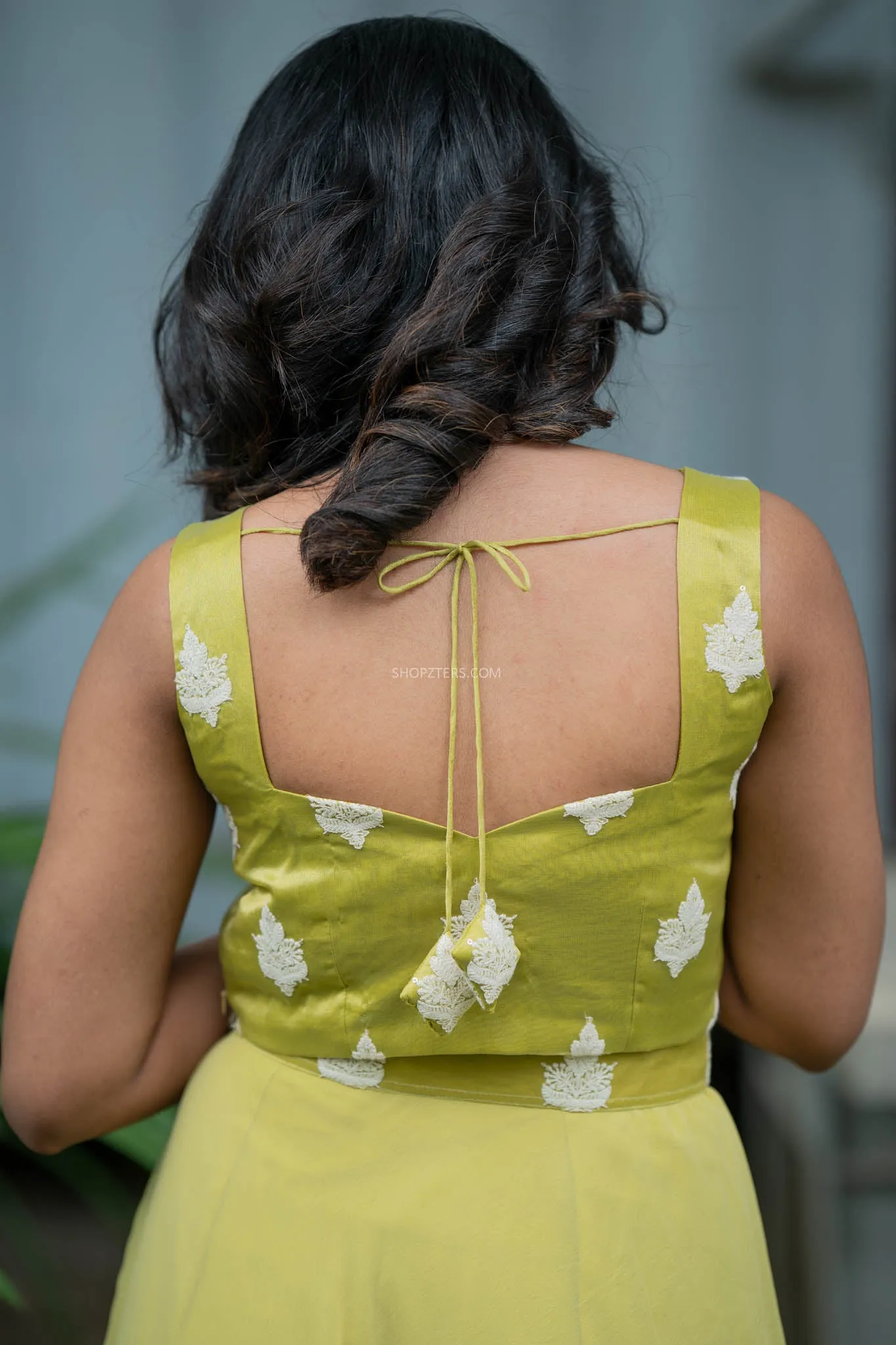 Apple Green Crop Top & Skirt With Embroidery & Sequins