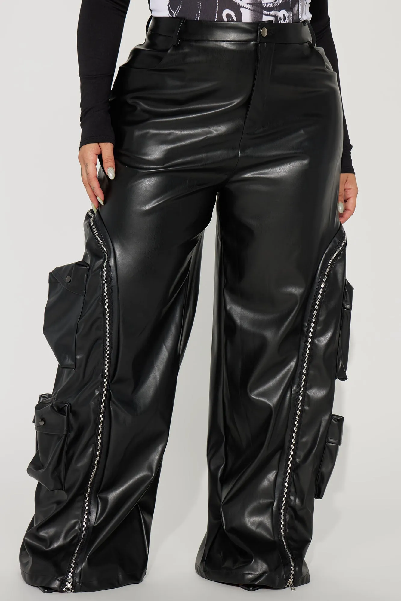 Barely Holdin' On Faux Leather Pant - Black