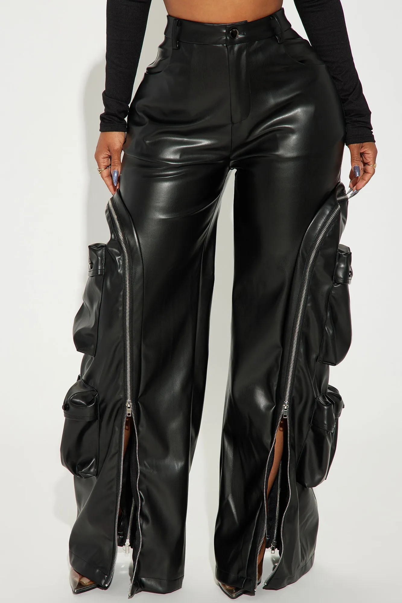 Barely Holdin' On Faux Leather Pant - Black