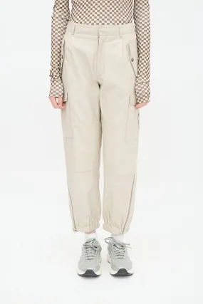 Beige Leather Cargo Pant