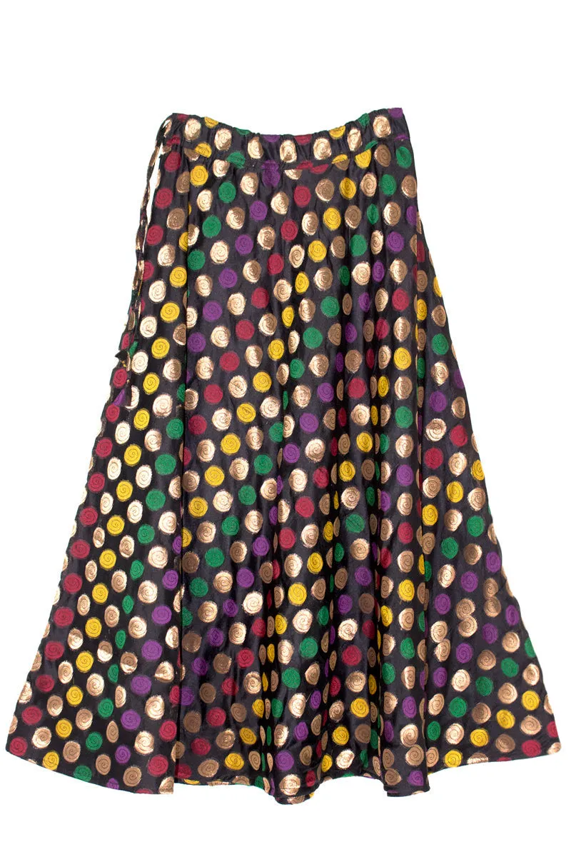 Black Banarasi flared Lehenga Skirt with Multi Color Design