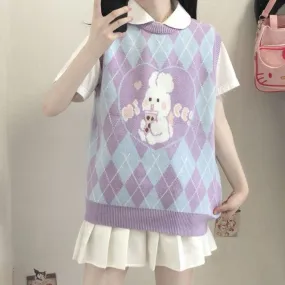 Boba Bunny   Vest Top Kawaii Academia Y2K Cottagecore Coquette Fairycore Dollette Princesscore