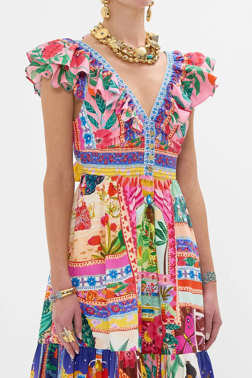 CAMILLA | ROEQIYAS REALM TIERED DRESS WITH NECK FRILL