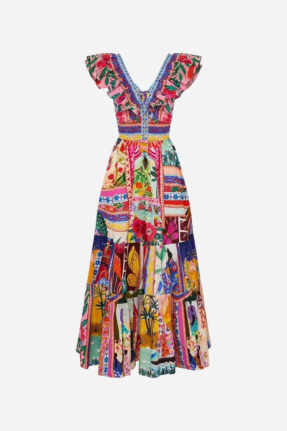 CAMILLA | ROEQIYAS REALM TIERED DRESS WITH NECK FRILL