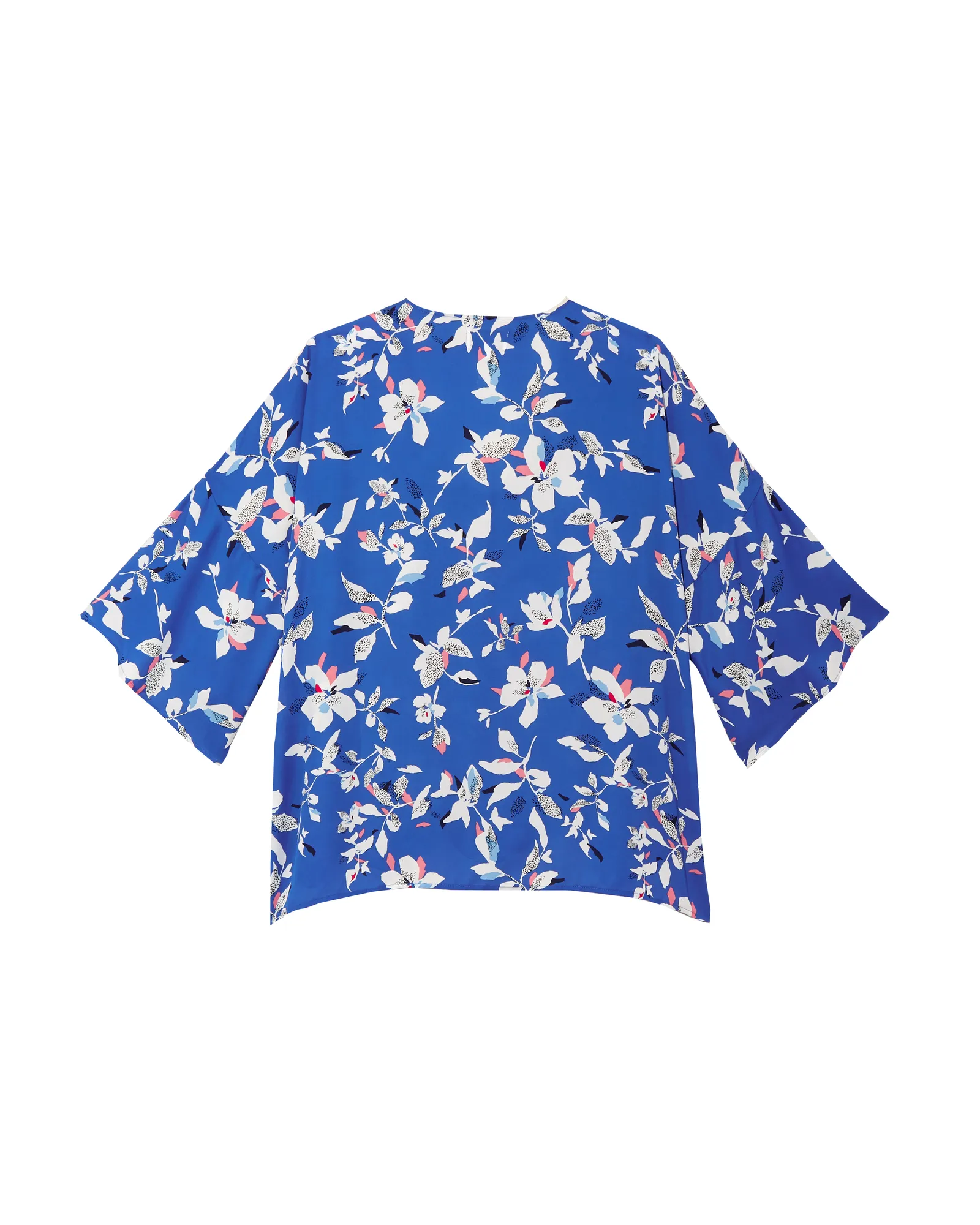 Chrisette 3/4 Flared Sleeve Blouse with Buttons | Azure Blue / White