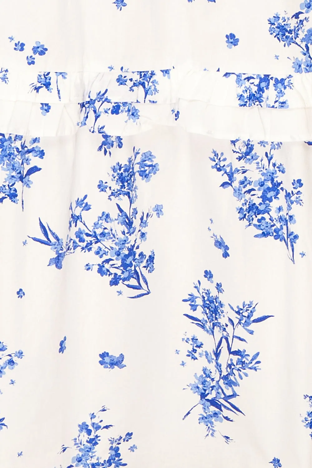 Claudia | White Maxi Dress w/ Blue Floral Pattern