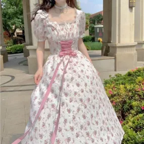 Dewy Roses    Dress Kawaii Academia Y2K Cottagecore Coquette Fairycore Dollette Princesscore