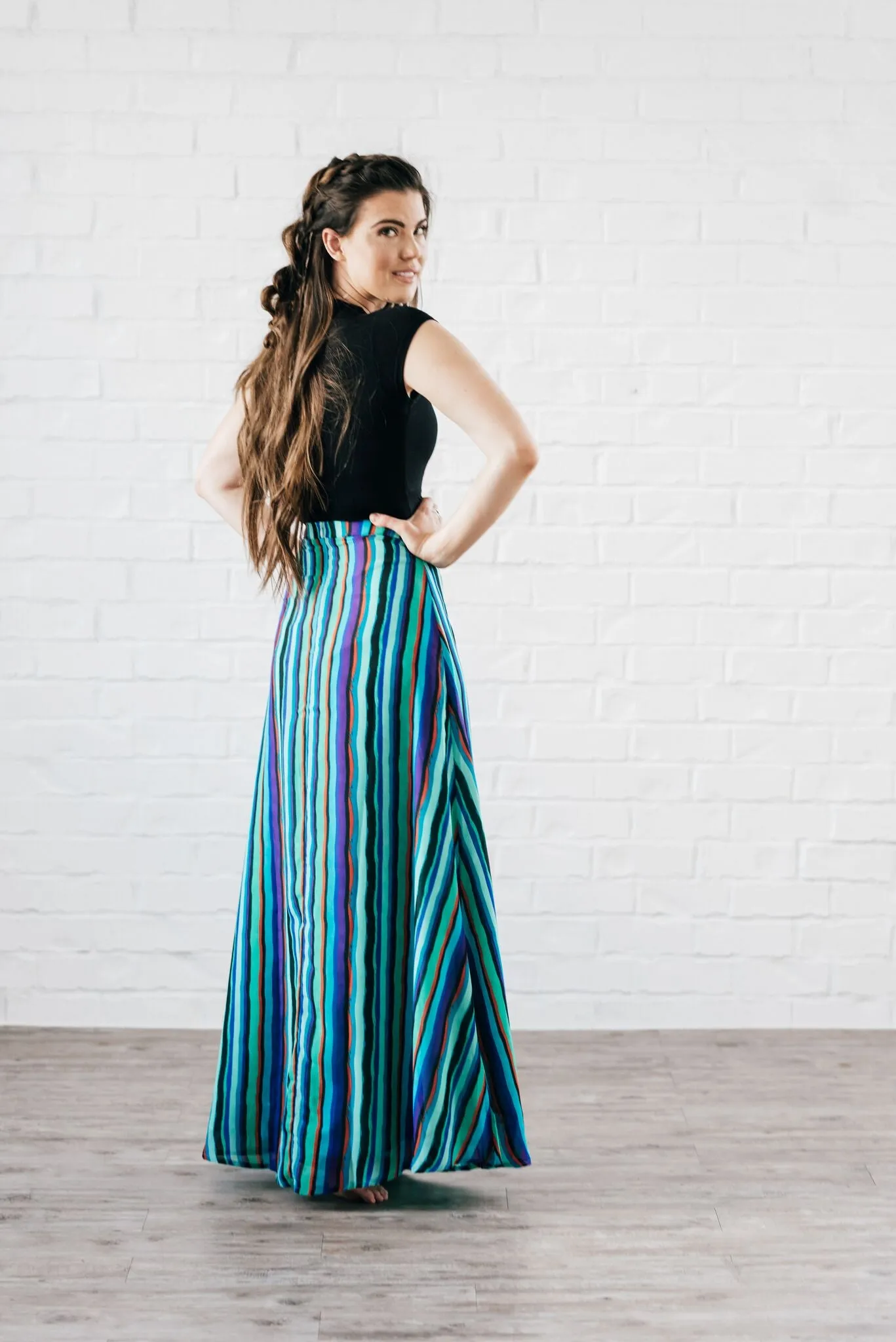 Donna Chiffon  A Line Maxi Skirt Blue