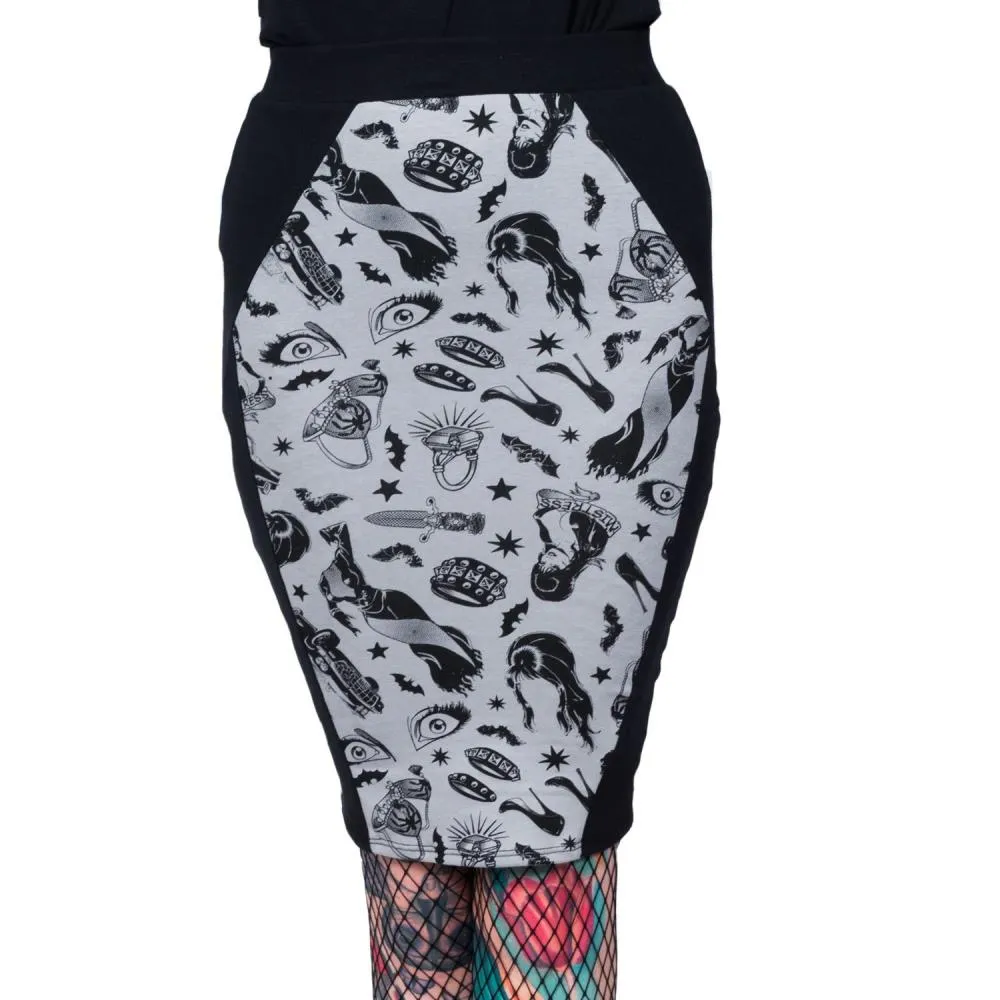 Elvira Comic Icons Coffin Pencil Skirt