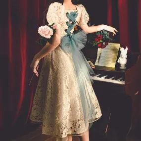 Emerald Bow   Dress Kawaii Academia Y2K Cottagecore Coquette Fairycore Dollette Princesscore