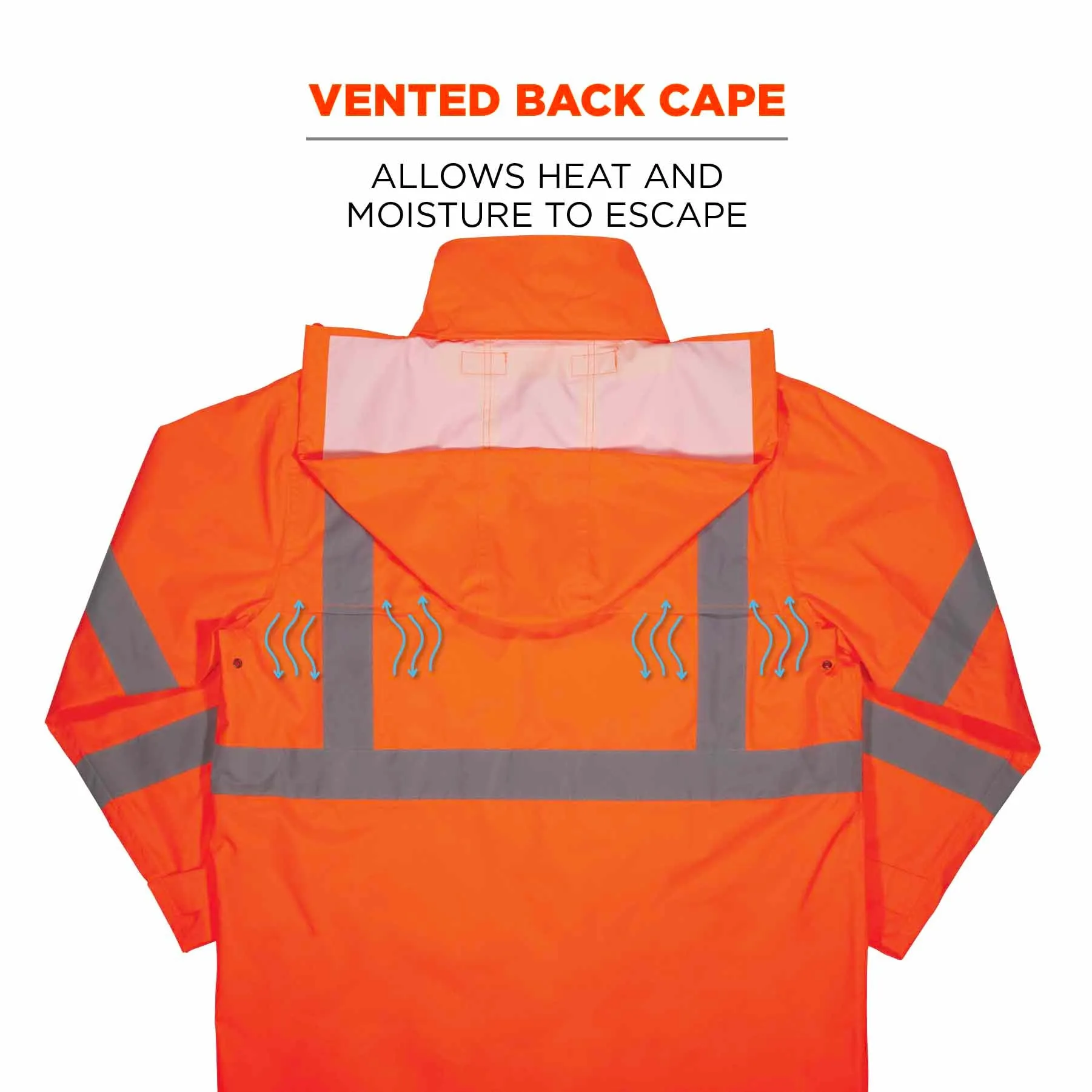 Ergodyne 24366 8366 2XL Orange Class 3 Lightweight Hi-Vis Rain Jacket