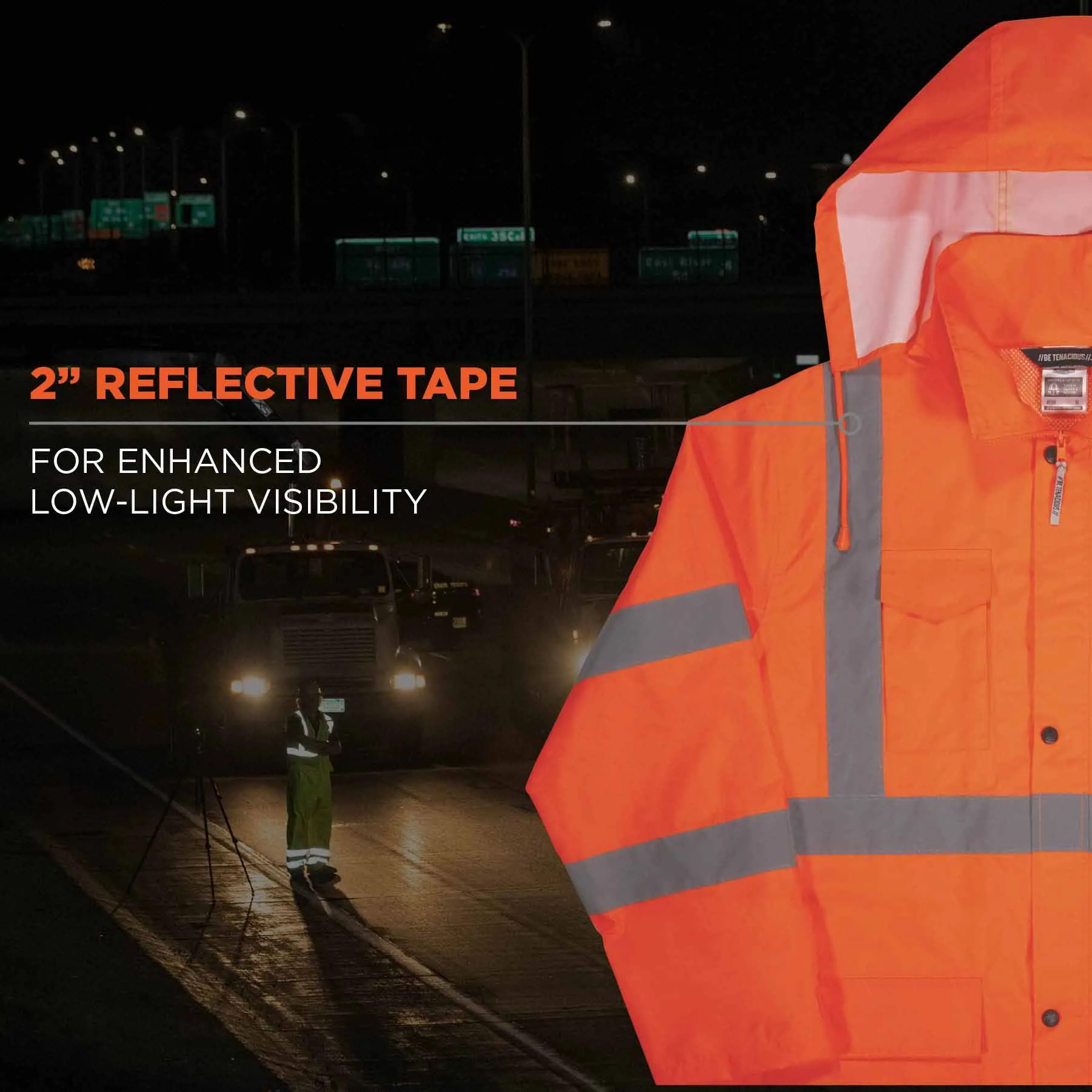 Ergodyne 24366 8366 2XL Orange Class 3 Lightweight Hi-Vis Rain Jacket