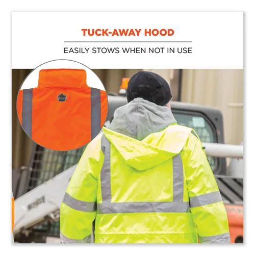 Glowear 8366 Class 3 Lightweight Hi-vis Rain Jacket, Polyester, 2x-large, Orange, Ships In 1-3 Business Days