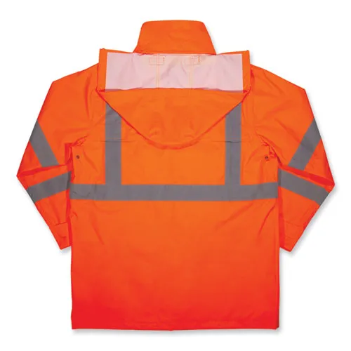 Glowear 8366 Class 3 Lightweight Hi-vis Rain Jacket, Polyester, 2x-large, Orange, Ships In 1-3 Business Days