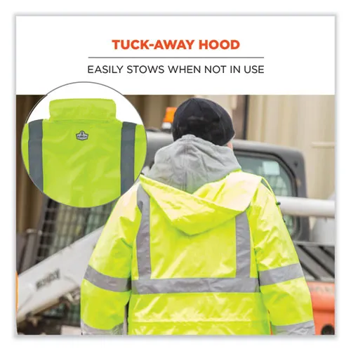 Glowear 8366 Class 3 Lightweight Hi-vis Rain Jacket, Polyester, 3x-large, Lime, Ships In 1-3 Business Days