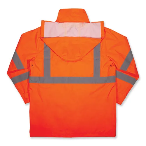 Glowear 8366 Class 3 Lightweight Hi-vis Rain Jacket, Polyester, 4x-large, Orange, Ships In 1-3 Business Days