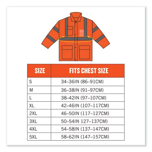 Glowear 8366 Class 3 Lightweight Hi-vis Rain Jacket, Polyester, 4x-large, Orange, Ships In 1-3 Business Days