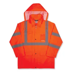 Glowear 8366 Class 3 Lightweight Hi-vis Rain Jacket, Polyester, 4x-large, Orange, Ships In 1-3 Business Days