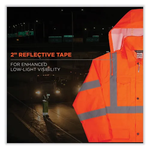 Glowear 8366 Class 3 Lightweight Hi-vis Rain Jacket, Polyester, 4x-large, Orange, Ships In 1-3 Business Days