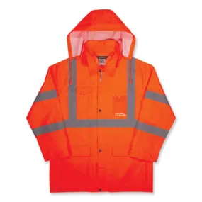 Glowear 8366 Class 3 Lightweight Hi-vis Rain Jacket, Polyester, Large, Orange, Ships In 1-3 Business Days