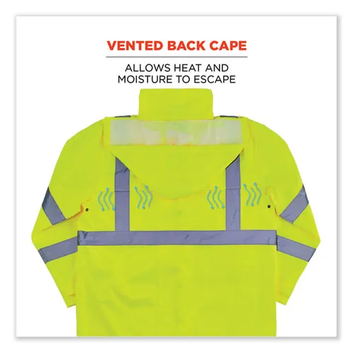 Glowear 8366 Class 3 Lightweight Hi-vis Rain Jacket, Polyester, Medium, Lime, Ships In 1-3 Business Days