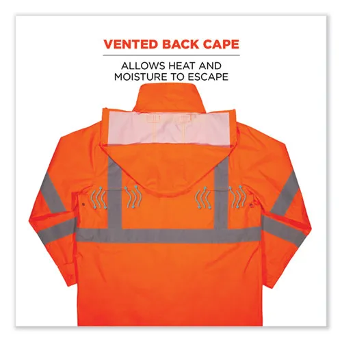 Glowear 8366 Class 3 Lightweight Hi-vis Rain Jacket, Polyester, Medium, Orange, Ships In 1-3 Business Days
