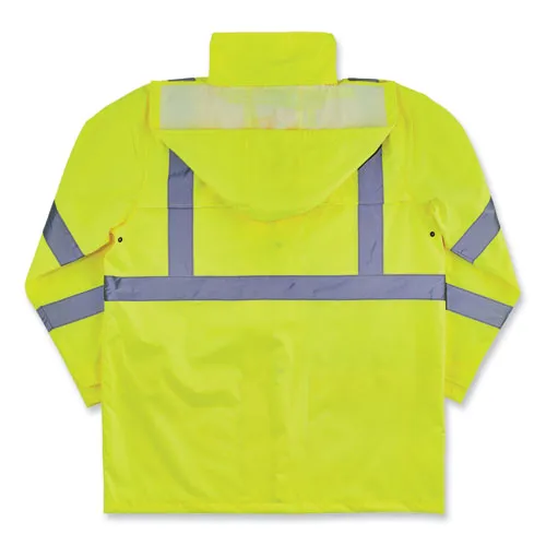 Glowear 8366 Class 3 Lightweight Hi-vis Rain Jacket, Polyester, Small, Lime, Ships In 1-3 Business Days