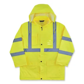 Glowear 8366 Class 3 Lightweight Hi-vis Rain Jacket, Polyester, X-large, Lime, Ships In 1-3 Business Days