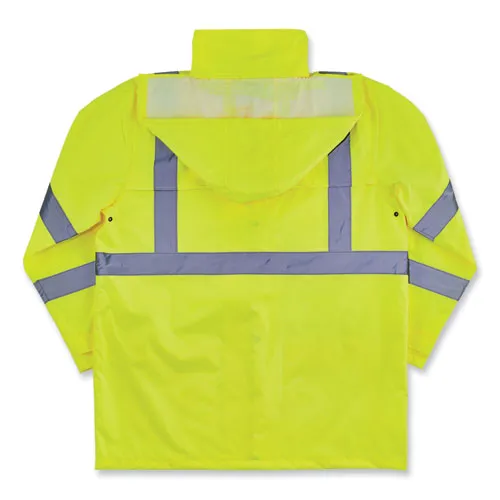 Glowear 8366 Class 3 Lightweight Hi-vis Rain Jacket, Polyester, X-large, Lime, Ships In 1-3 Business Days