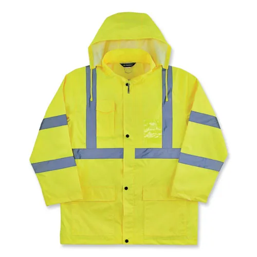Glowear 8366 Class 3 Lightweight Hi-vis Rain Jacket, Polyester, X-large, Lime, Ships In 1-3 Business Days