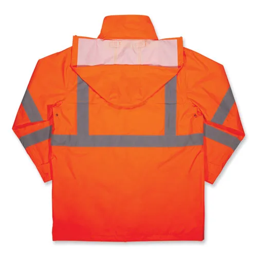 Glowear 8366 Class 3 Lightweight Hi-vis Rain Jacket, Polyester, X-large, Orange, Ships In 1-3 Business Days