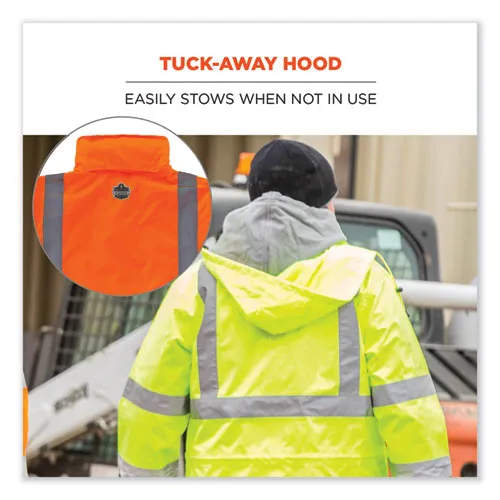 Glowear 8366 Class 3 Lightweight Hi-vis Rain Jacket, Polyester, X-large, Orange, Ships In 1-3 Business Days