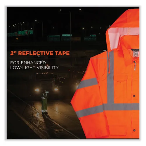 Glowear 8366 Class 3 Lightweight Hi-vis Rain Jacket, Polyester, X-large, Orange, Ships In 1-3 Business Days