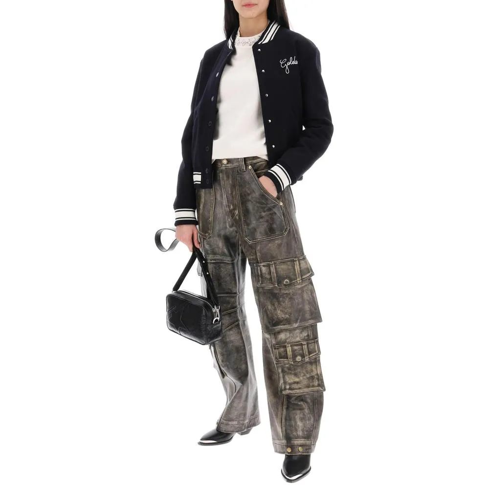 Golden Goose Irin Cargo Pants In Vintage-Effect Nappa Leather - Brun - Femme