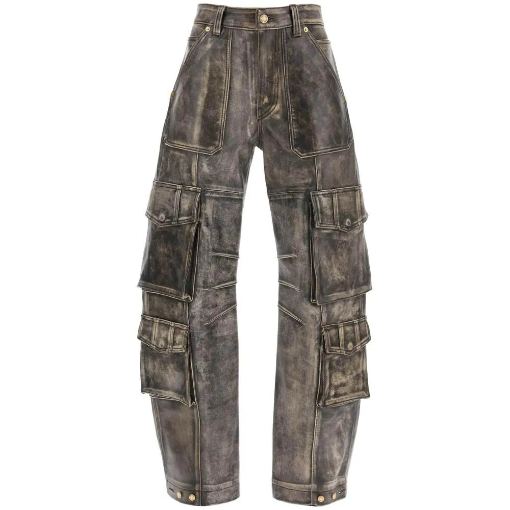 Golden Goose Irin Cargo Pants In Vintage-Effect Nappa Leather - Brun - Femme