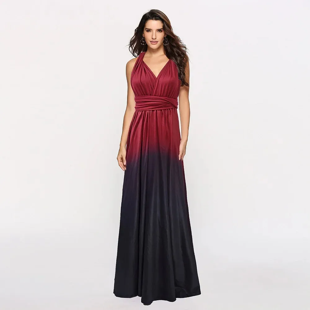 Gradient Party Maxi Dress Multiway Wrap Convertible Boho Bandage Dress