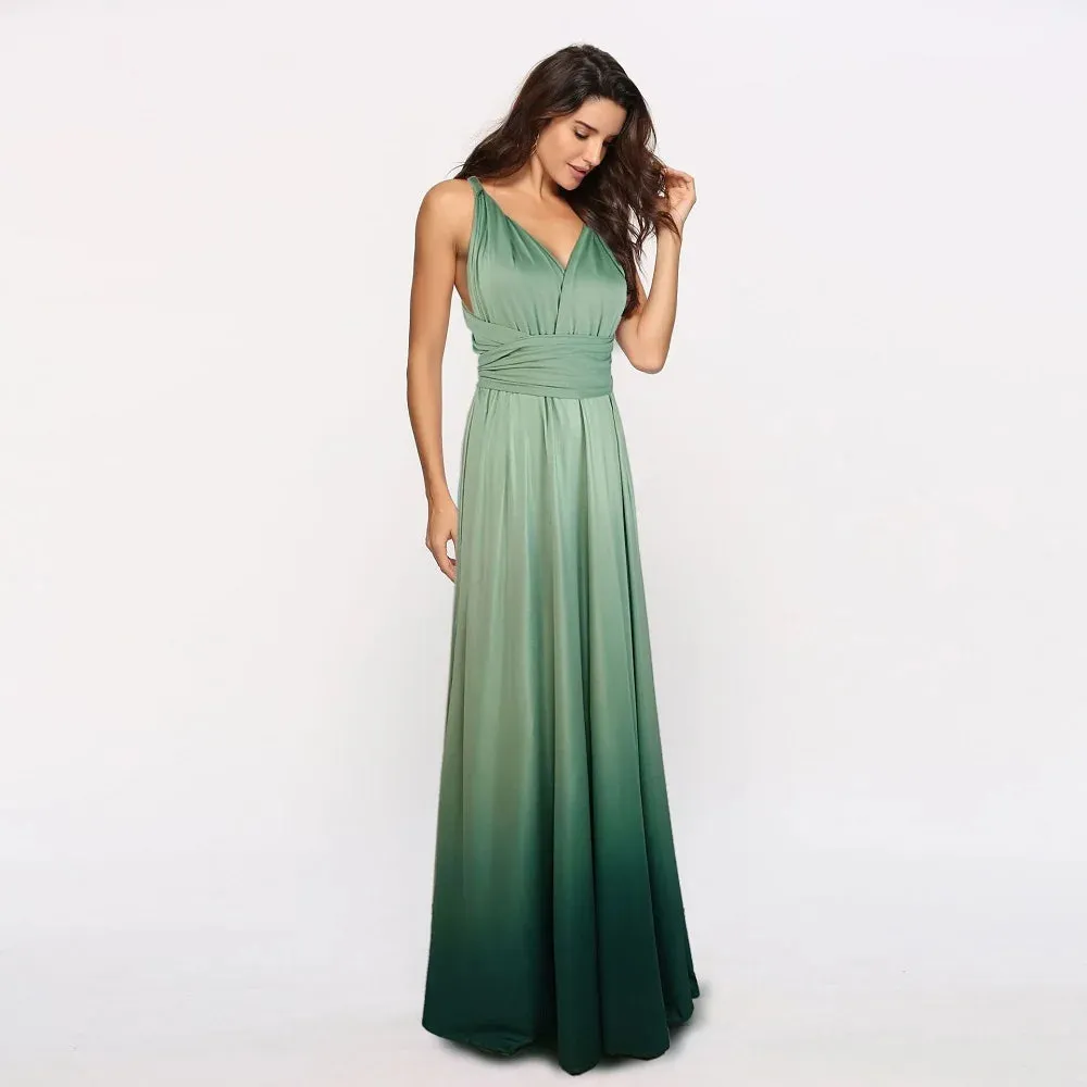 Gradient Party Maxi Dress Multiway Wrap Convertible Boho Bandage Dress