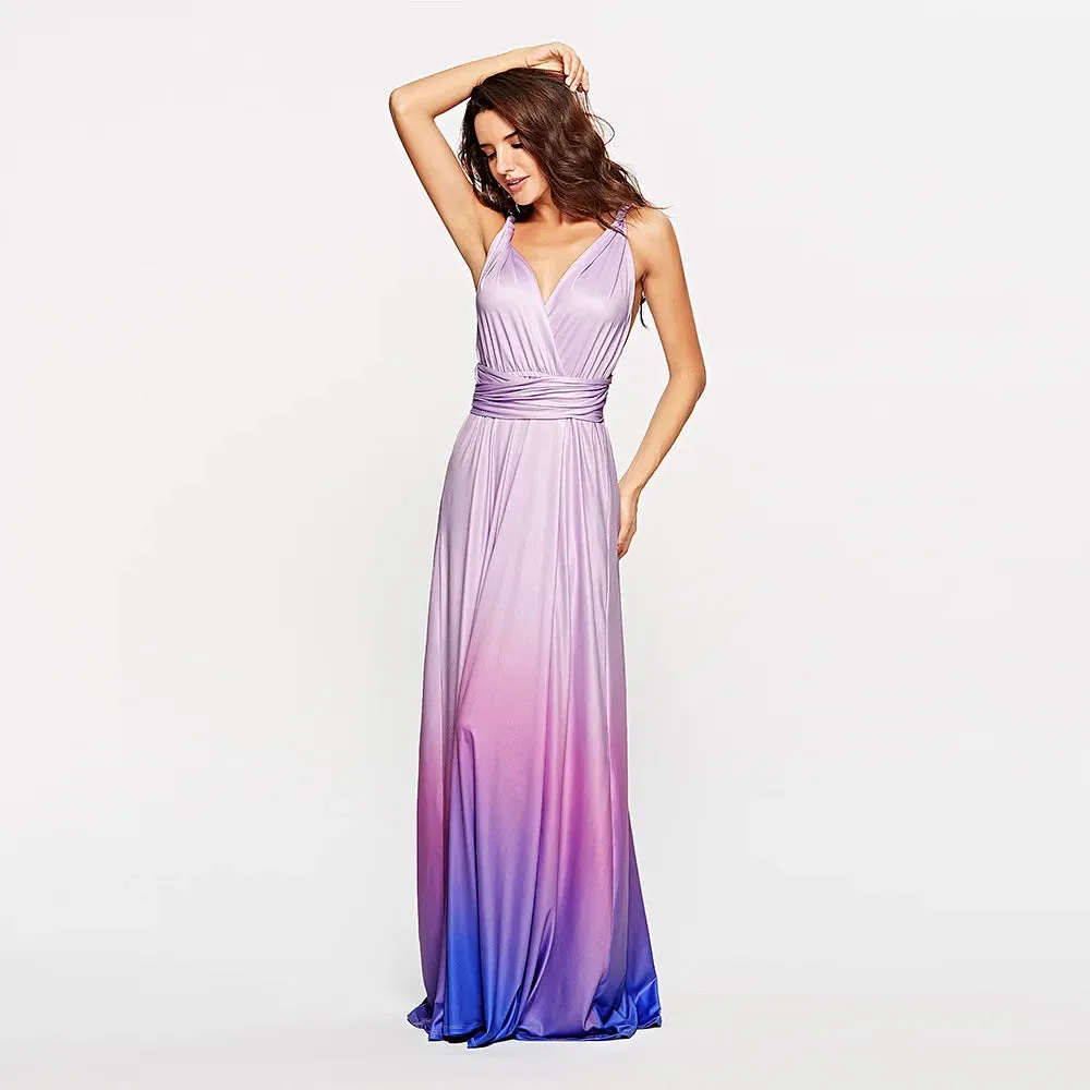 Gradient Party Maxi Dress Multiway Wrap Convertible Boho Bandage Dress