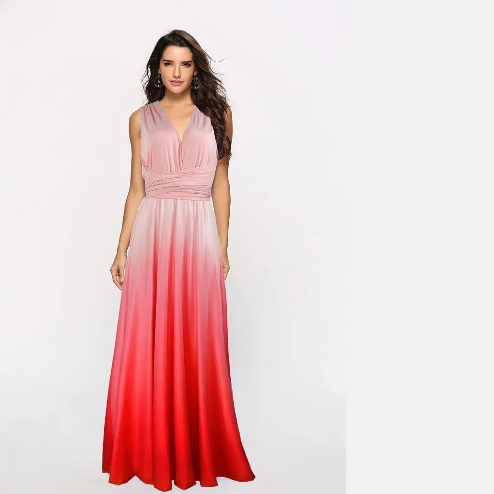 Gradient Party Maxi Dress Multiway Wrap Convertible Boho Bandage Dress