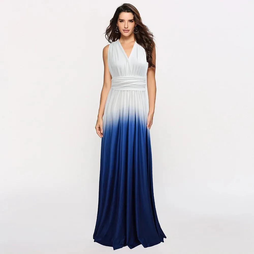 Gradient Party Maxi Dress Multiway Wrap Convertible Boho Bandage Dress