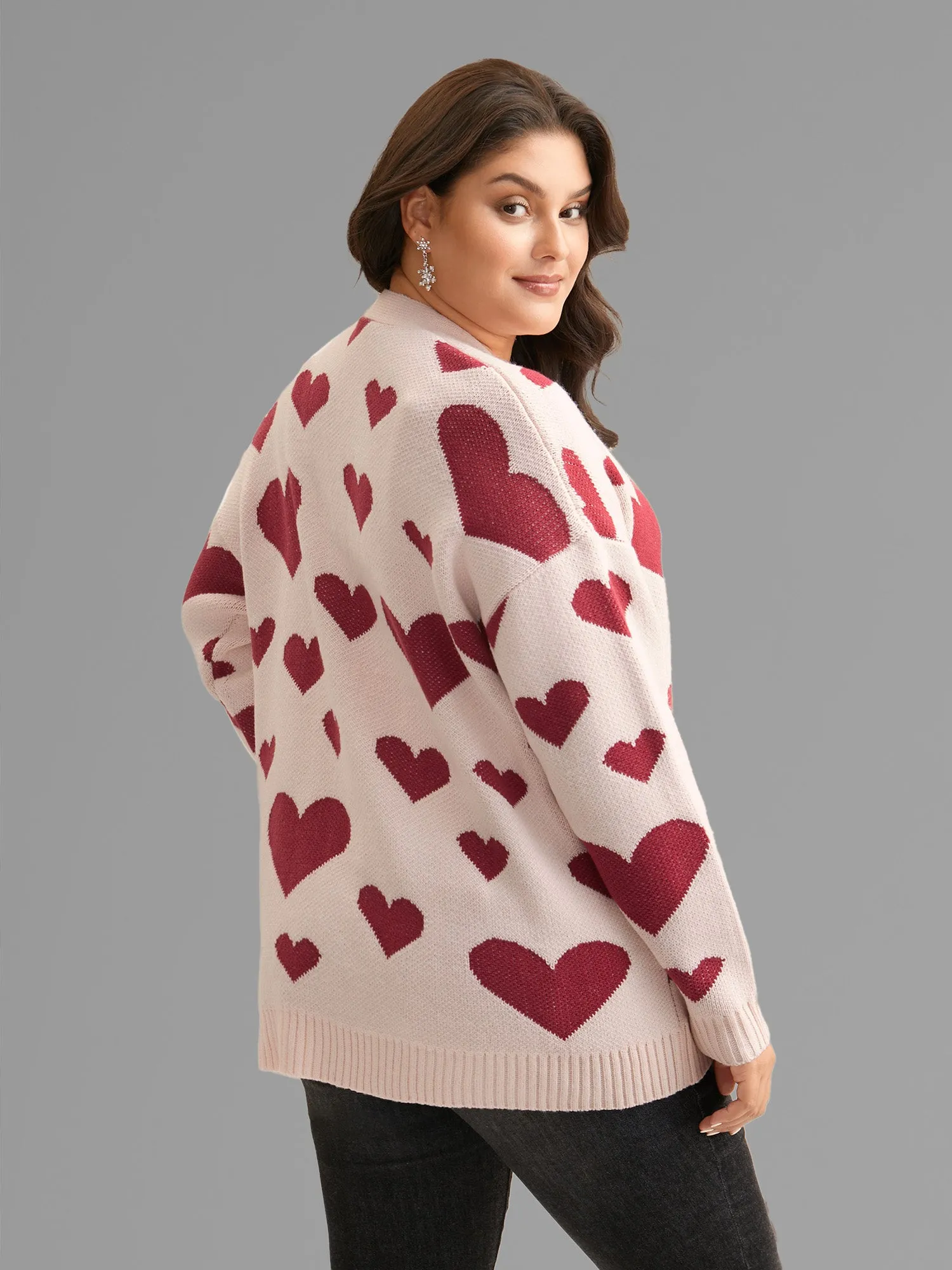 Hearts Out Embroidered Pockets Cardigan