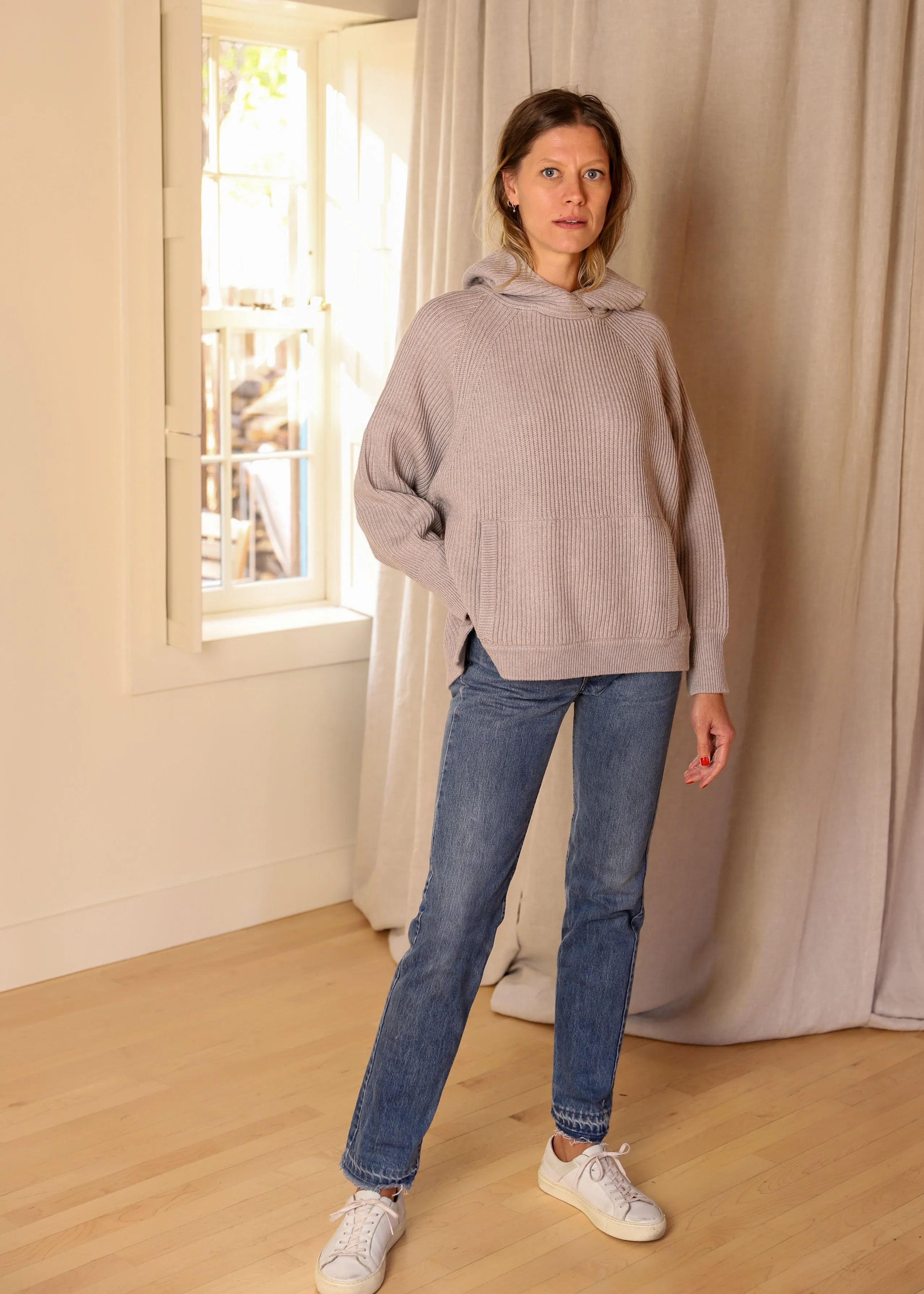 Hooded Poncho Tunic, Misty