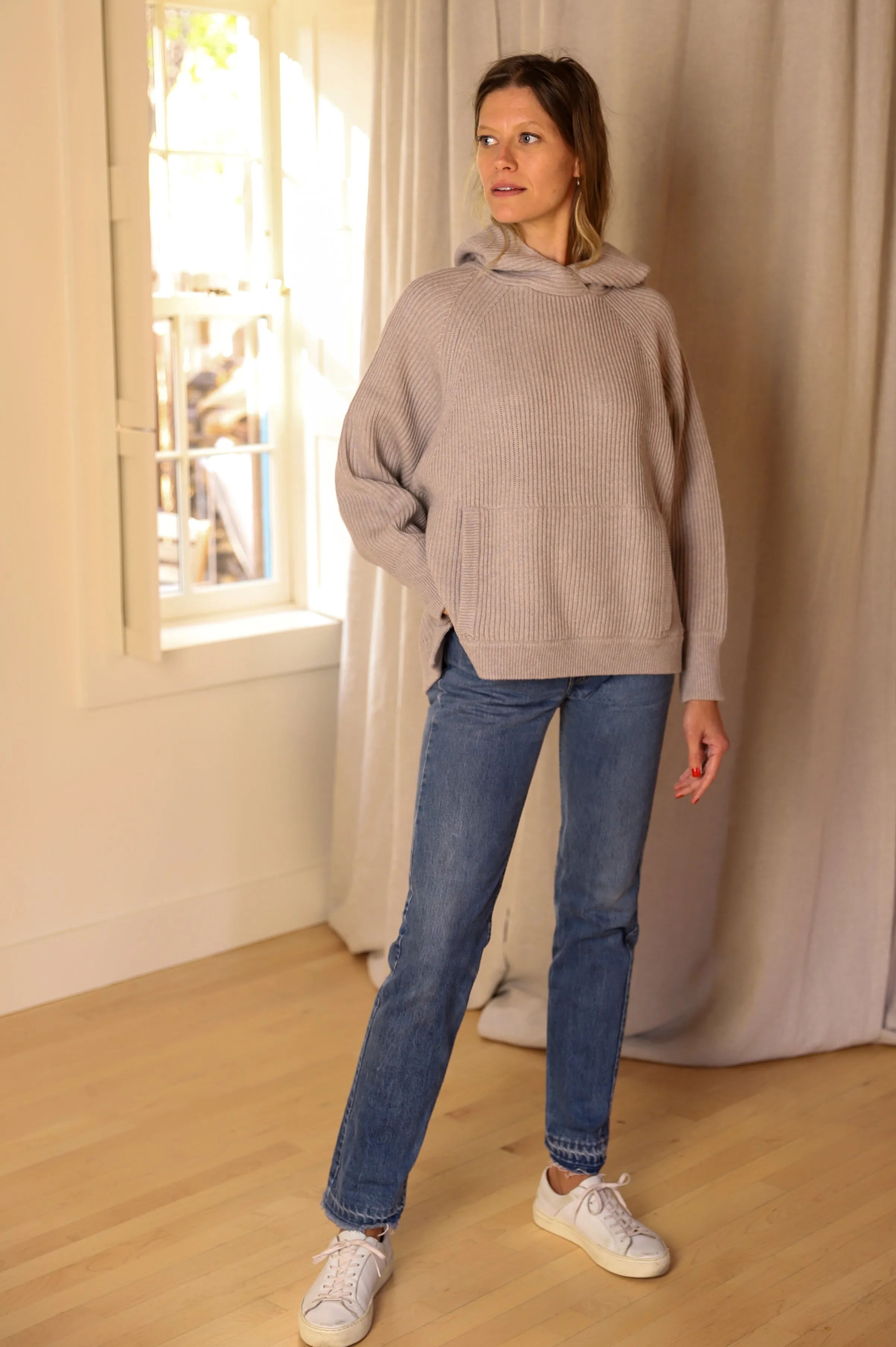 Hooded Poncho Tunic, Misty