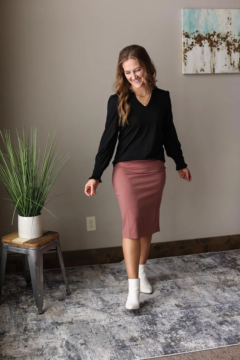 Inherit Dusty Mauve Midi Skirt, S/(8)