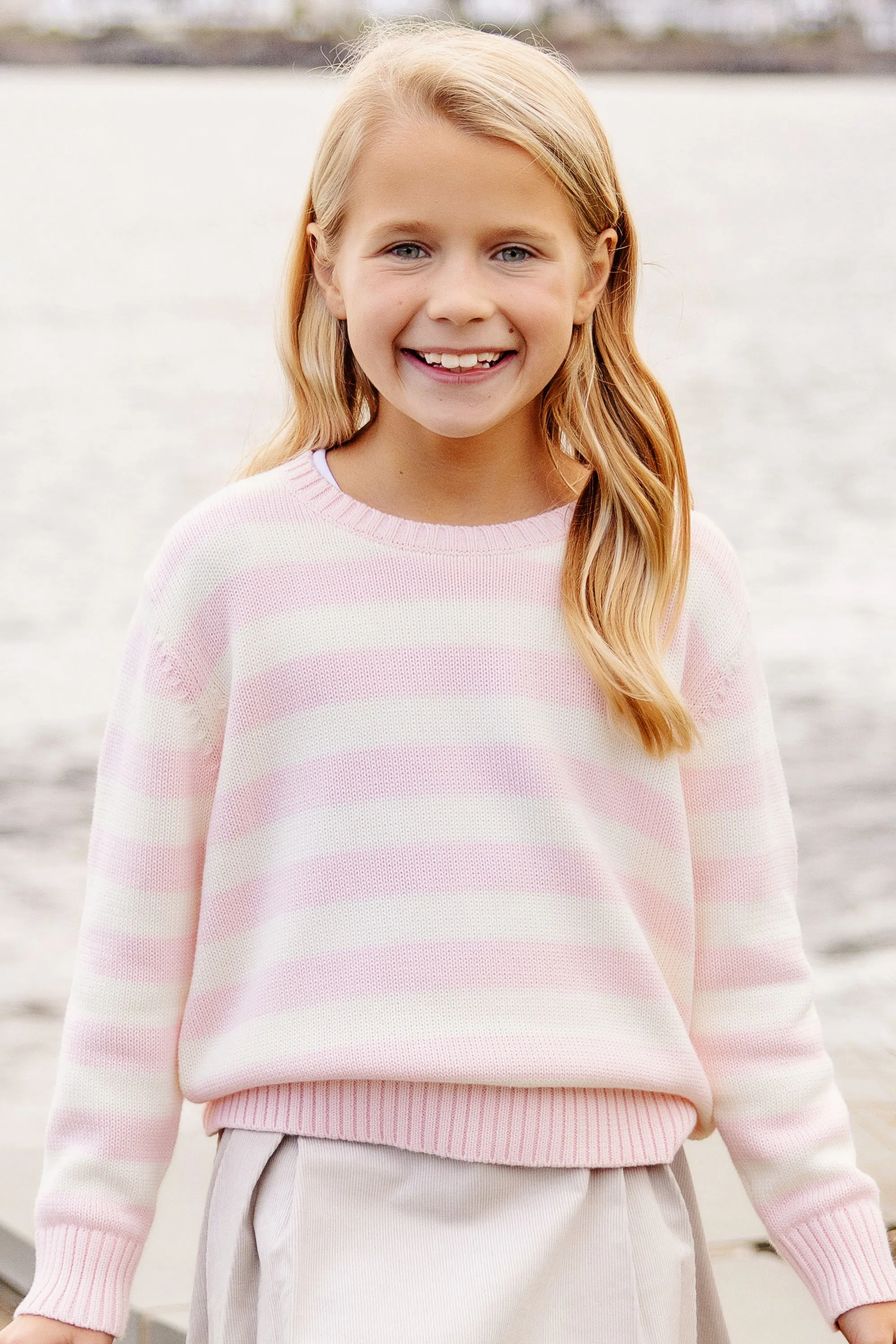 Isabelle's Sweater - Palm Beach Pink & Palmetto Pearl Stripe