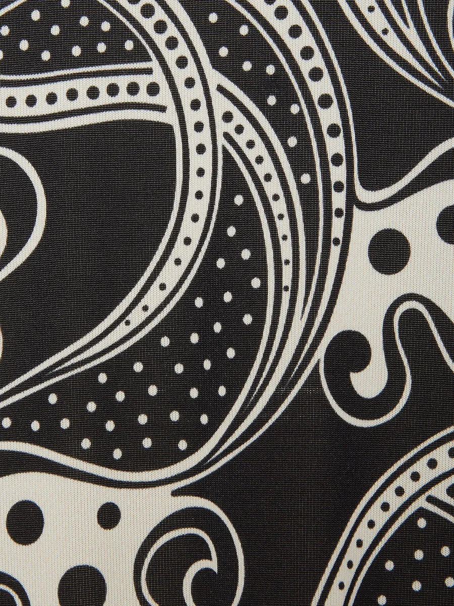 Long Sleeve Swing Dress in Aperol Black/White