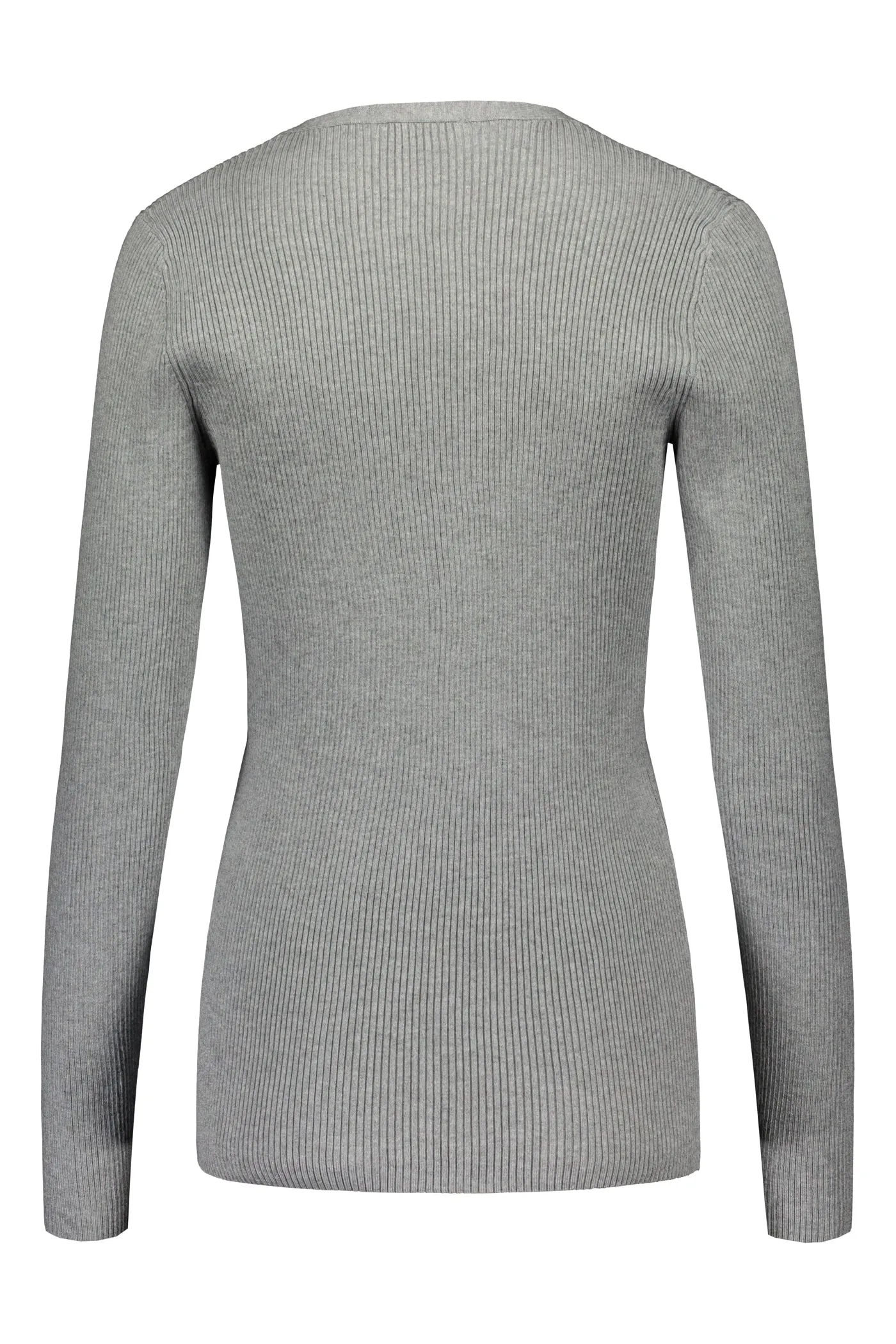 May Fitted Viscose Knit Top Grey Melange