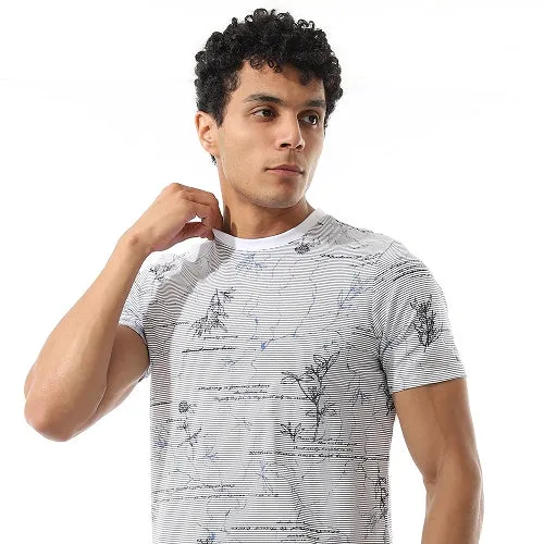 Men's Summer Pajama Set, Light Graphic T-Shirt and Black Joggers, Comfortable Sleepwear